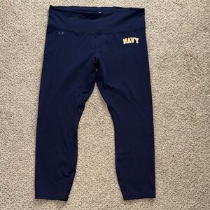 Under Armour women’s navy blue Leggings with Yellow Navy accent